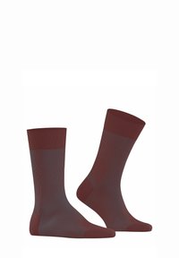 Burgunderrote Baumwollsocken mit gerippten Bündchen, verstärkten Fersen- und Zehenbereichen, verziert mit dezenten vertikalen Streifen für Struktur und Design.