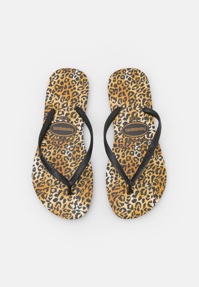 SLIM FIT LEOPARD - Teensandalen - black