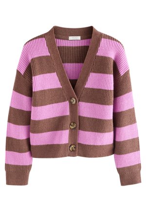 Next BOXY  - Chaqueta de punto - brown purple stripe