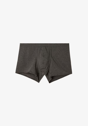 Boxer-briefs gris foncé en coton doux et extensible. Dotés d'une pochette ajustée et d'une ceinture lisse. Design classique sans motifs.