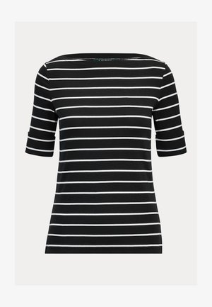 Lauren Ralph Lauren Petite, STRIPED STRETCH COTTON BOATNECK TEE - Printtipaita - black/white