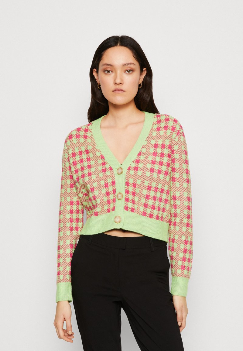 VILA - VICHEKINA V NECK CARDIGAN - Cardigan - pink yarrow with jade lime, Ingrandire