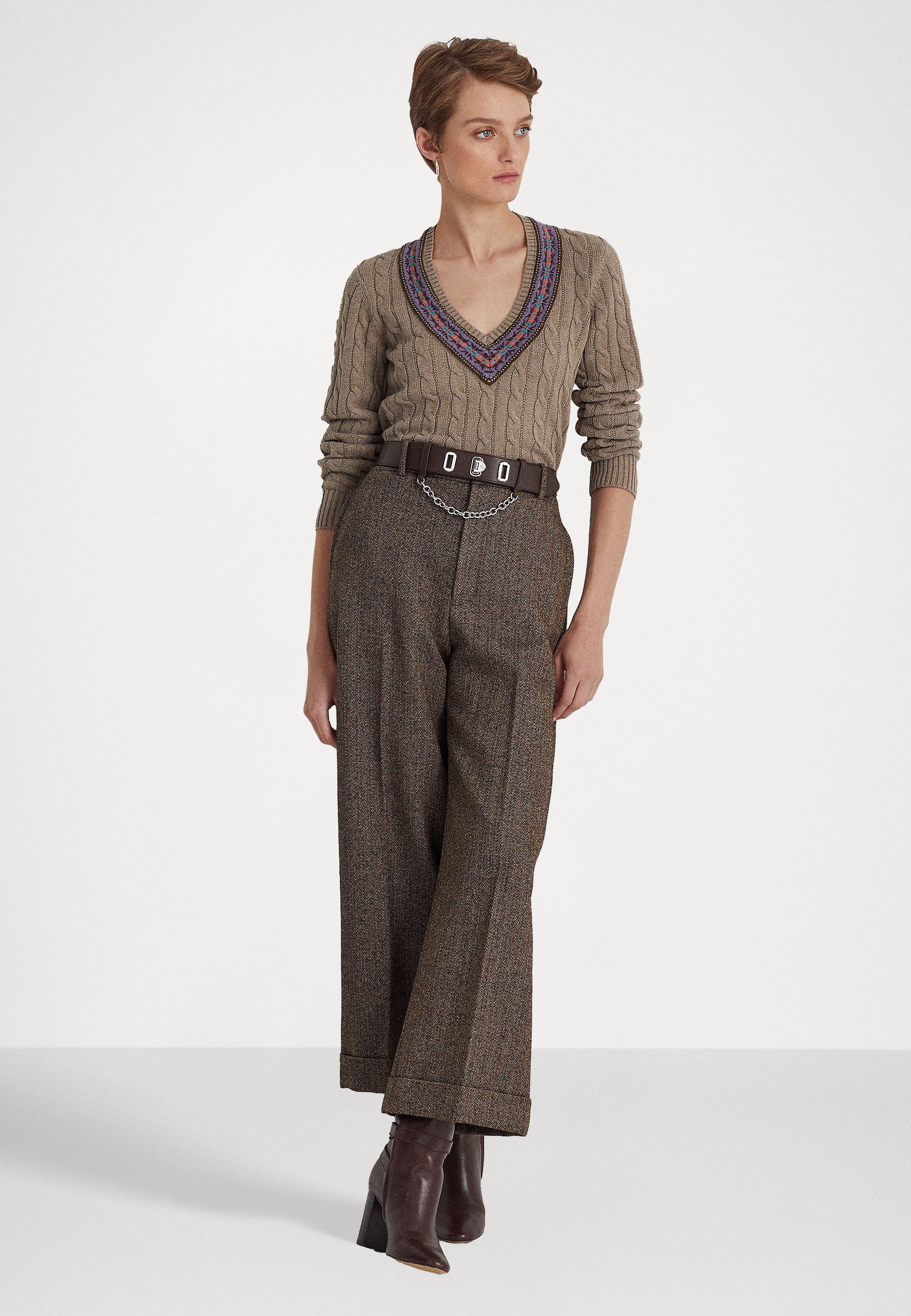 Lauren by Ralph Lauren Meren Cable-Knit Cricket Sweater - Beige