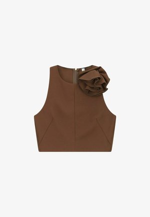 Imperial, TOP CORTO CON DETTAGLIO FIORE - Camicetta - cacao