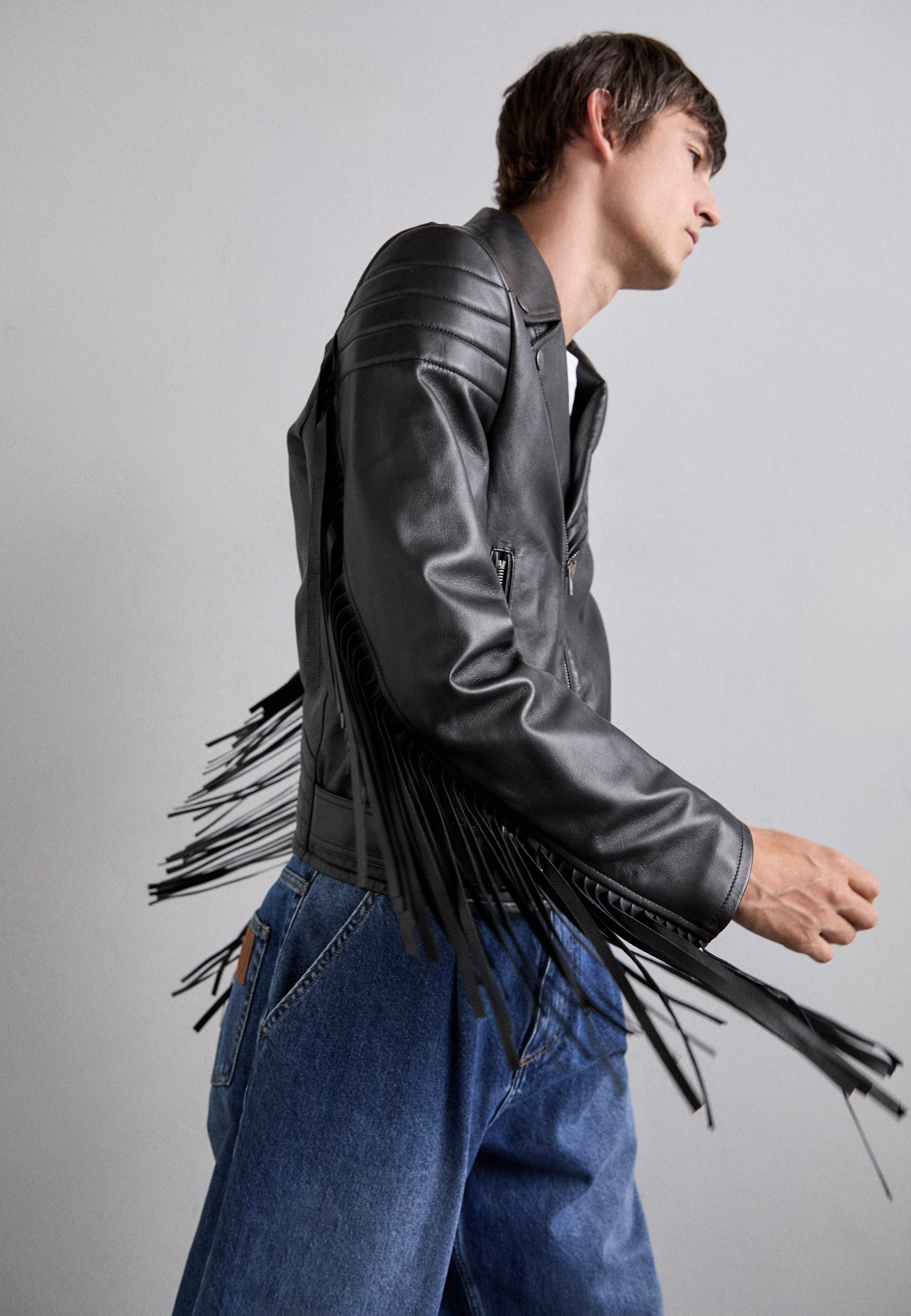 MOSCHINO GIACCA - Leather jacket - nero/black - Zalando