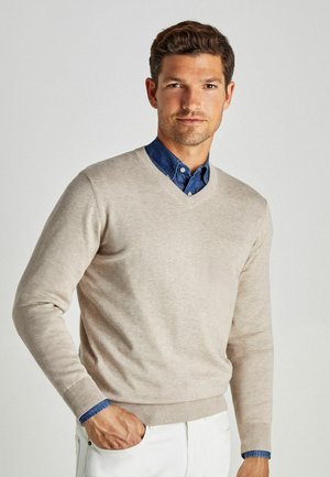 Façonnable COSILK V-NECK - Strickpullover - light beige