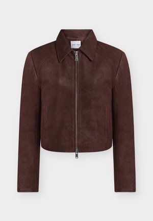 Samsøe Samsøe, SASHIVA LEATHER JACKET  - Δερμάτινο μπουφάν - fudge