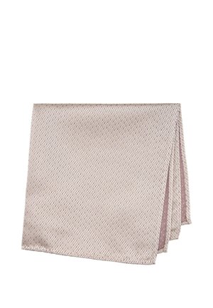 Hellrosa strukturierte Einstecktuch, gefaltet mit dezentem diagonalen Muster und sichtbaren glatten Stoffkanten.