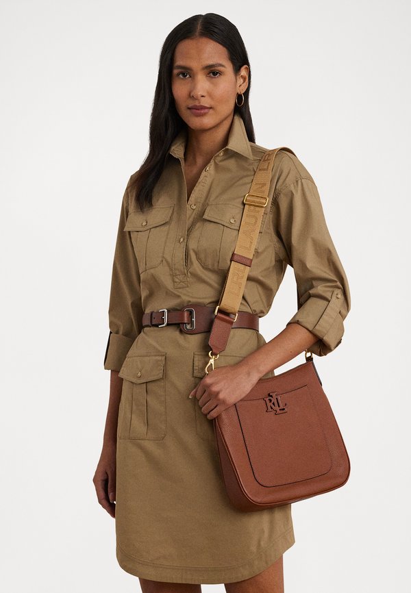 PEBBLED LEATHER LARGE CAMERYN CROSSBODY - Cross body bag - lauren tan