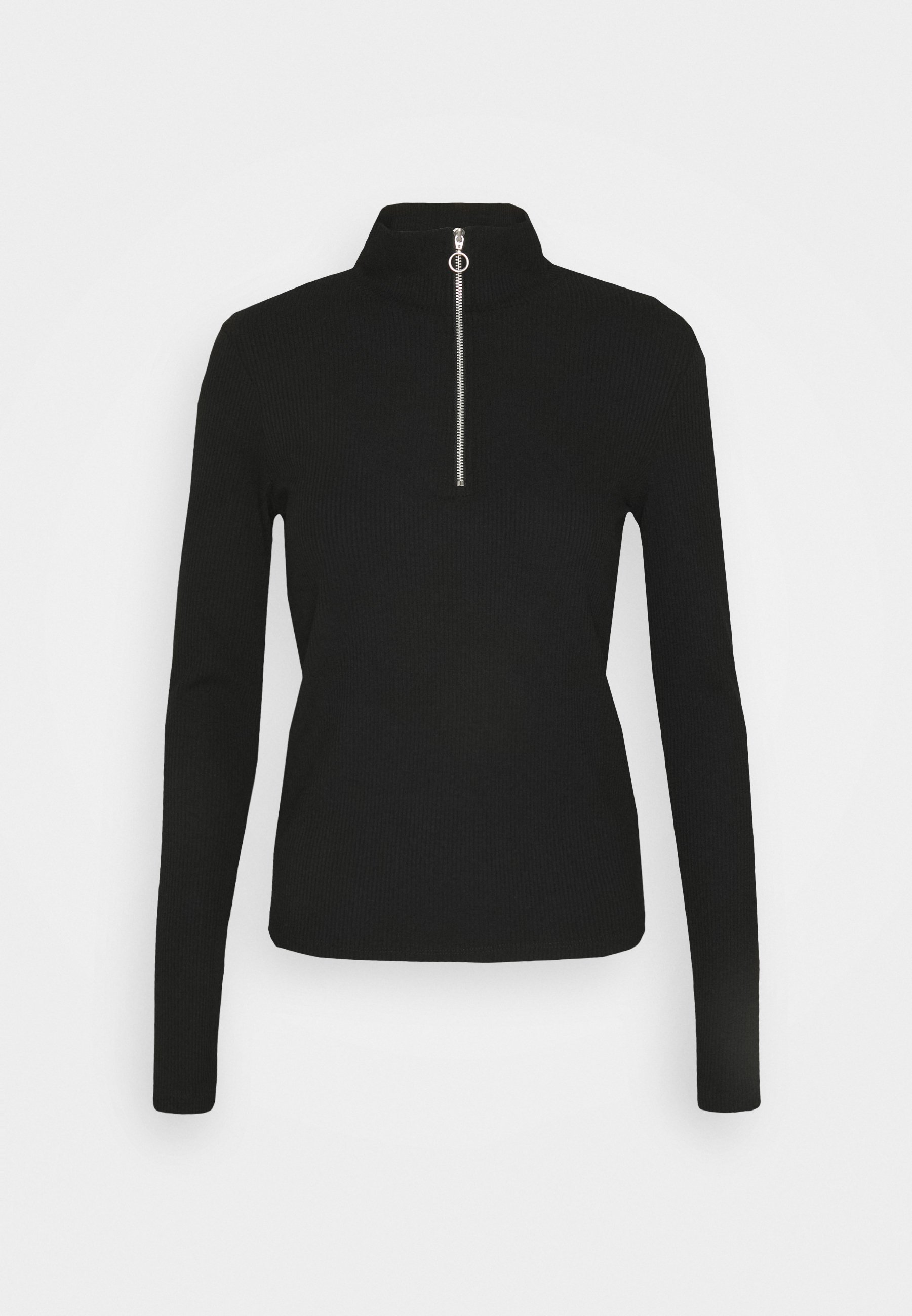 black zip up turtleneck