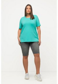 Ulla Popken RUNDHALSAUSSCHNITT - T-shirt basic - turquoise