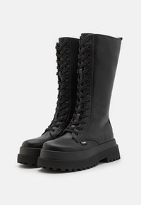 Buffalo PLUTO LACE UP HI - Stivali con plateau - black