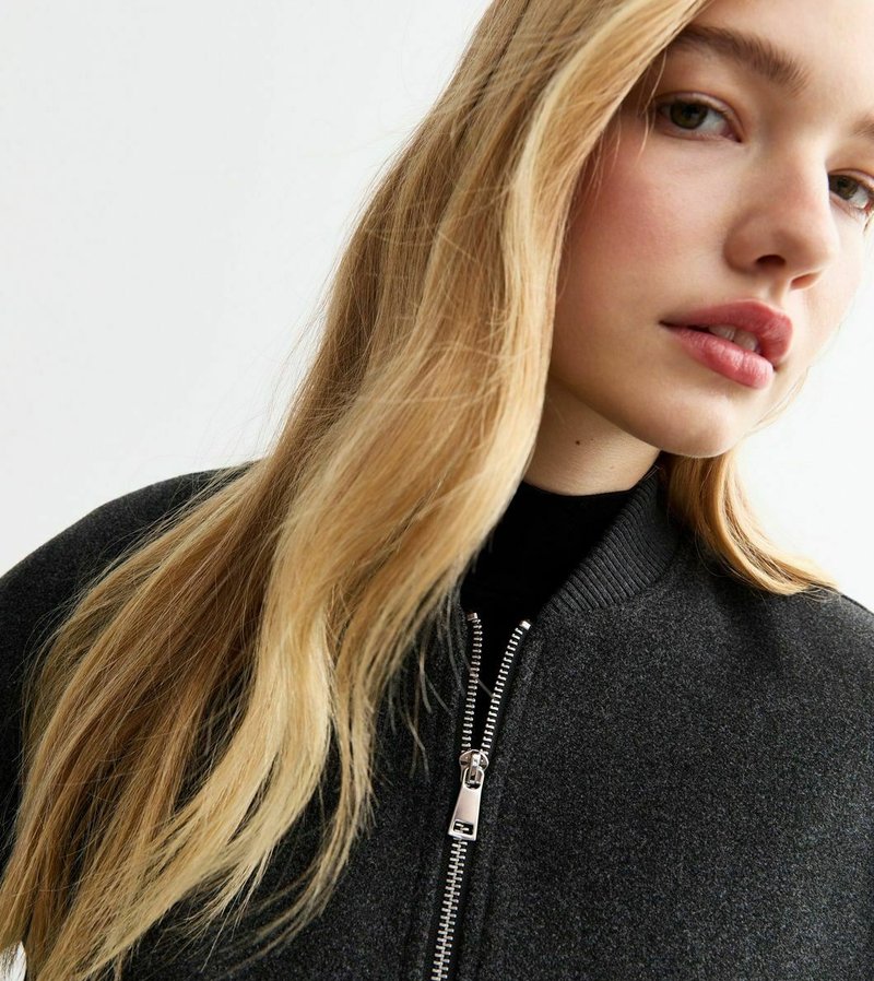 Blouson Bomber New Look Vert Olive - Femme Taille 10 - Polyester