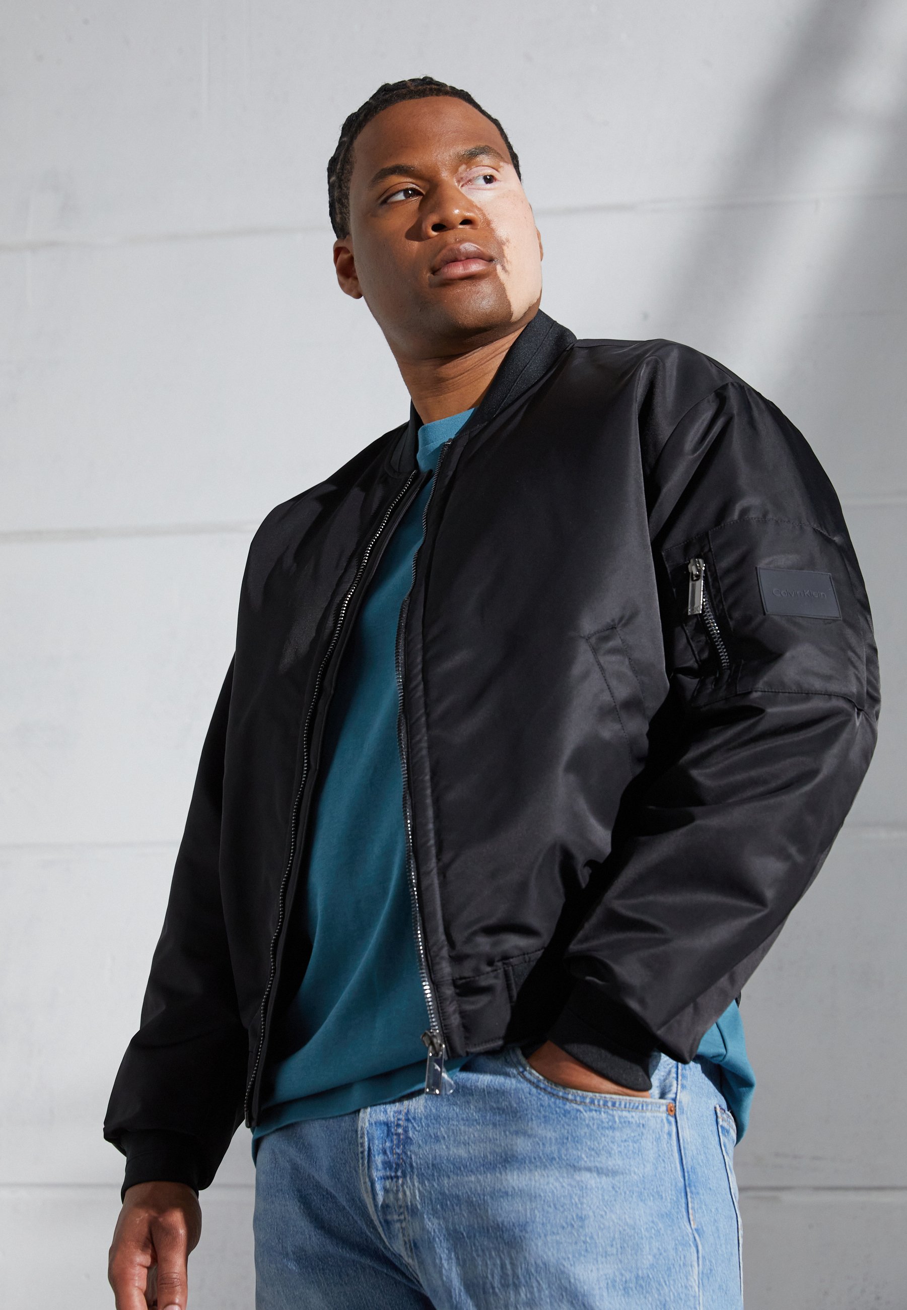 black calvin klein bomber jacket