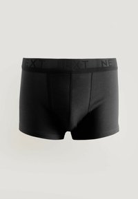 Black men's boxer shorts made of soft fabric, featuring a fitted design, elastic waistband with embossed "NEXT," and no visible patterns.
