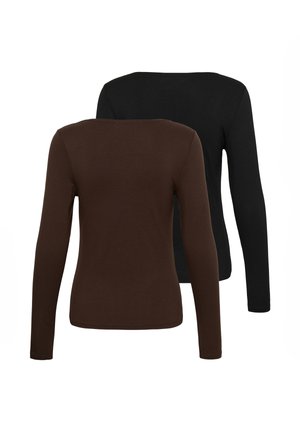 Love Copenhagen, LCTIA 2-PACK BASIC LONGSLEEVE - Maglietta a manica lunga - pitch black - chocolate plum