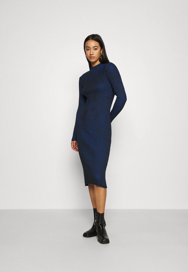 PLATED LYNN DRESS MOCK SLIM KNIT WMN L\S - Shift dress - imperial blue/dark black