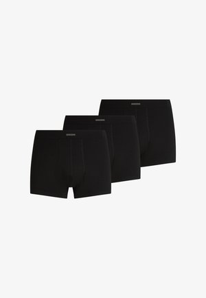 Boxeri scurți din bumbac negru, prezentați într-un set de trei. Au o potrivire strânsă, talie elastică și un buzunar frontal. Textură netedă cu cusături minime.