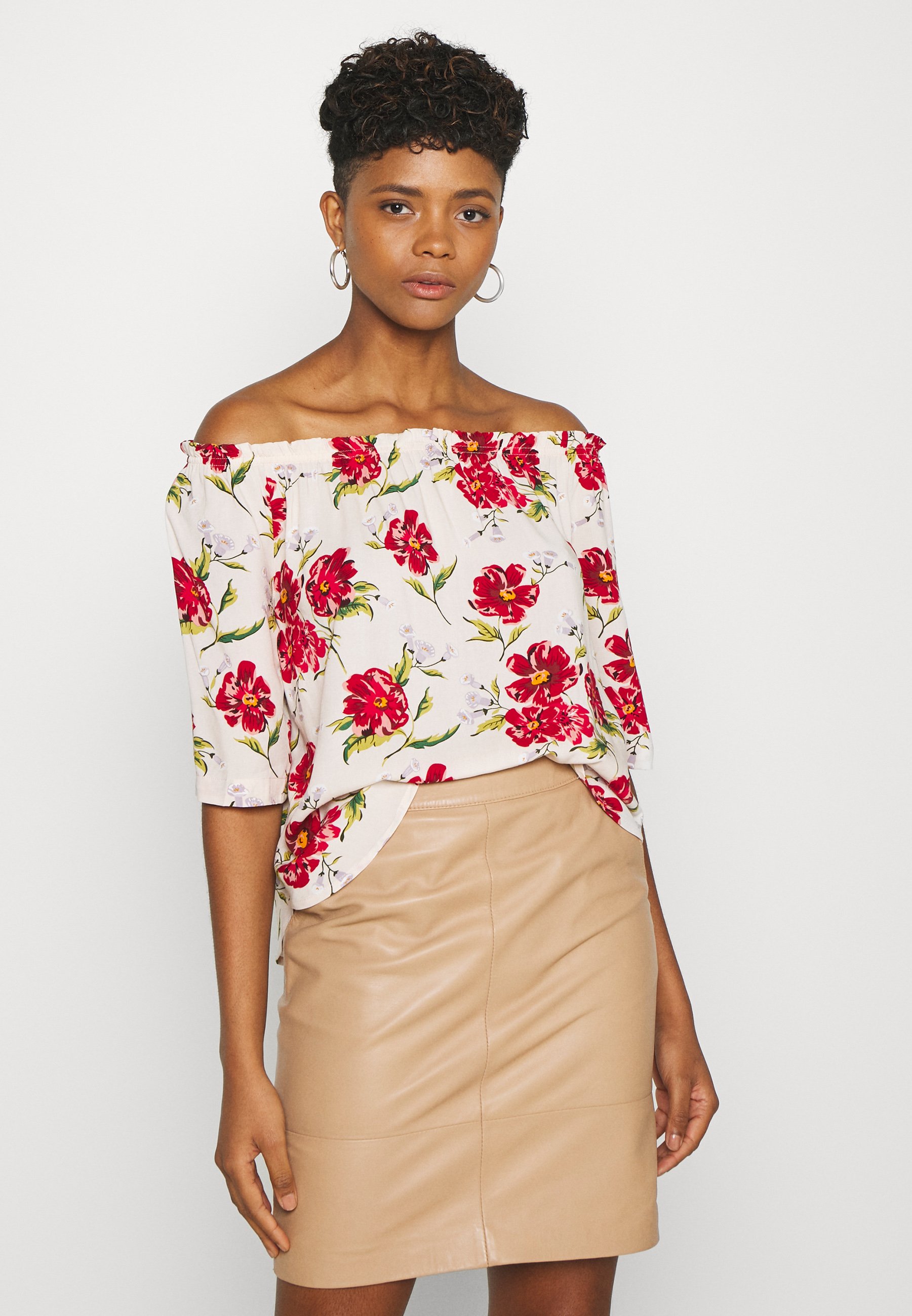 JDY Blouse - shell/barbados cherry big 
