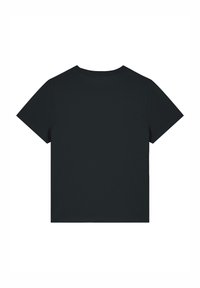 Zwarte katoenen t-shirt met een ronde hals en korte mouwen, met een effen kleur en zonder zichtbare patronen of graphics op de achterkant.