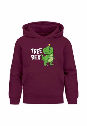 WEIHNACHTSPULLOVER  TREE REX - Kapuzenpullover - bordeauxrot