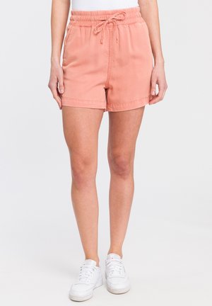 Różowe szorty z bawełny z elastycznym paskiem w talii i regulowanym sznurkiem, z bocznymi kieszeniami i luźnym krojem.