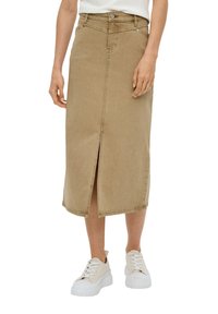 s.Oliver MIT WASCH-EFFEKTEN - Kokerrok - sandfarben