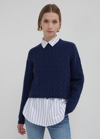 Calliope CROP TRECCE - Strickpullover - blu