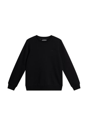 Zwarte sweatshirt van een katoenmix, ronde hals, lange mouwen, ribgebreide manchetten en onderrand. Beschikt over een subtiele logo op de borst.