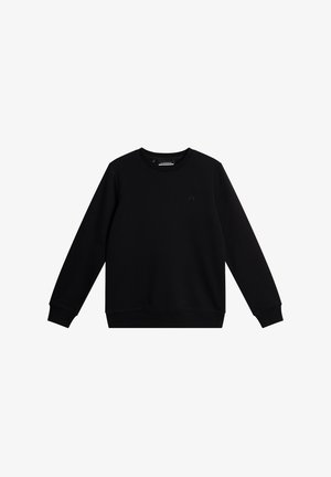 Svart sweatshirt i bomullsblandning, rund hals, långa ärmar, ribbade mudd och fåll. Har en subtil logotyp på bröstet.