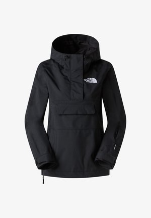 Mustat hupparitakki, jossa on etutasku, säädettävät hihansuut ja logo rinnassa. Valmistettu vedenpitävästä materiaalista.