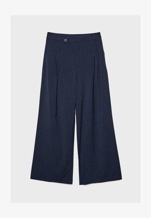 Stradivarius CASUAL STRIPED WITH CROSSOVER - Stoffhose - dark blue