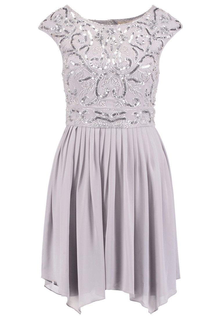 chinese dress ladies Plus Size Grey Glitter Tulle Beaded Lace A-Line Formal Gown main image 0