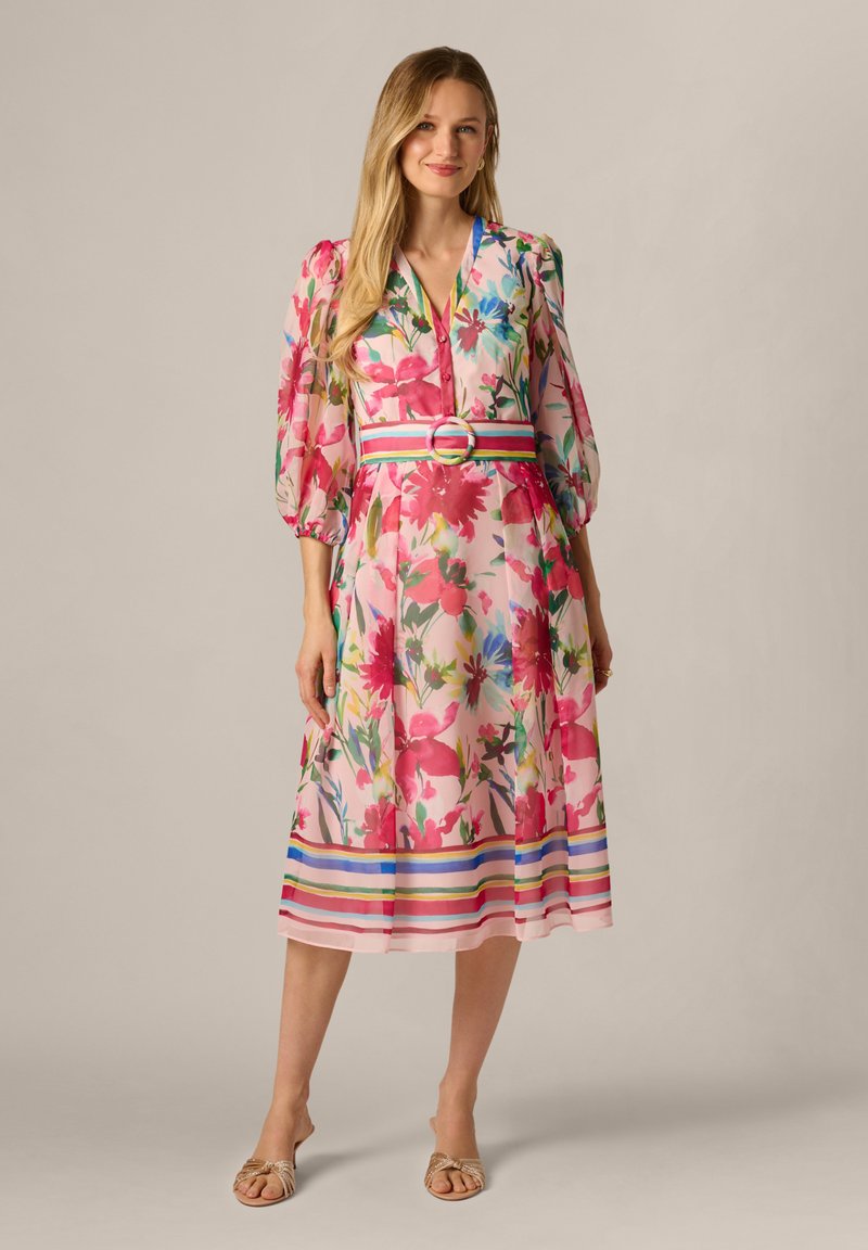 adrianna papell printed shirt dress Adrianna Papell PETITE PRINTED STRIPE MIDI DRESS - Shirt dress - blush  multi/light pink