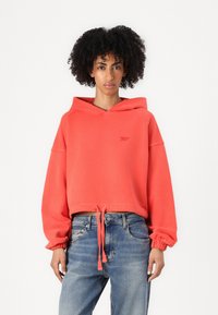 Tommy Jeans CROP SCRIPT HOODIE - Sweatshirt - bright vermillion
