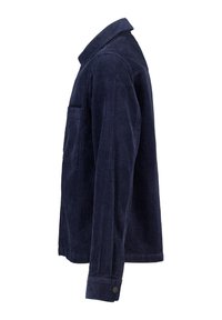 Merinovärinen korduroy-takki, jossa on klassinen kaulus, sivutasku ja napilliset hihansuut. Takissa on pystysuuntainen ribbikuvio ja rakenteellinen istuvuus.