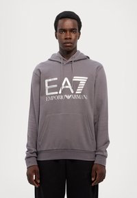EA7 Emporio Armani FELPA - Felpa con cappuccio - volcanic glass
