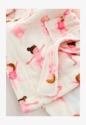 Vilnas sega ar mīkstu baltu pamatni un rozā un brūniem zīmējumiem, kuros attēloti dejotāji dažādās pozās. Teksturēta, ērta un krāsaina.