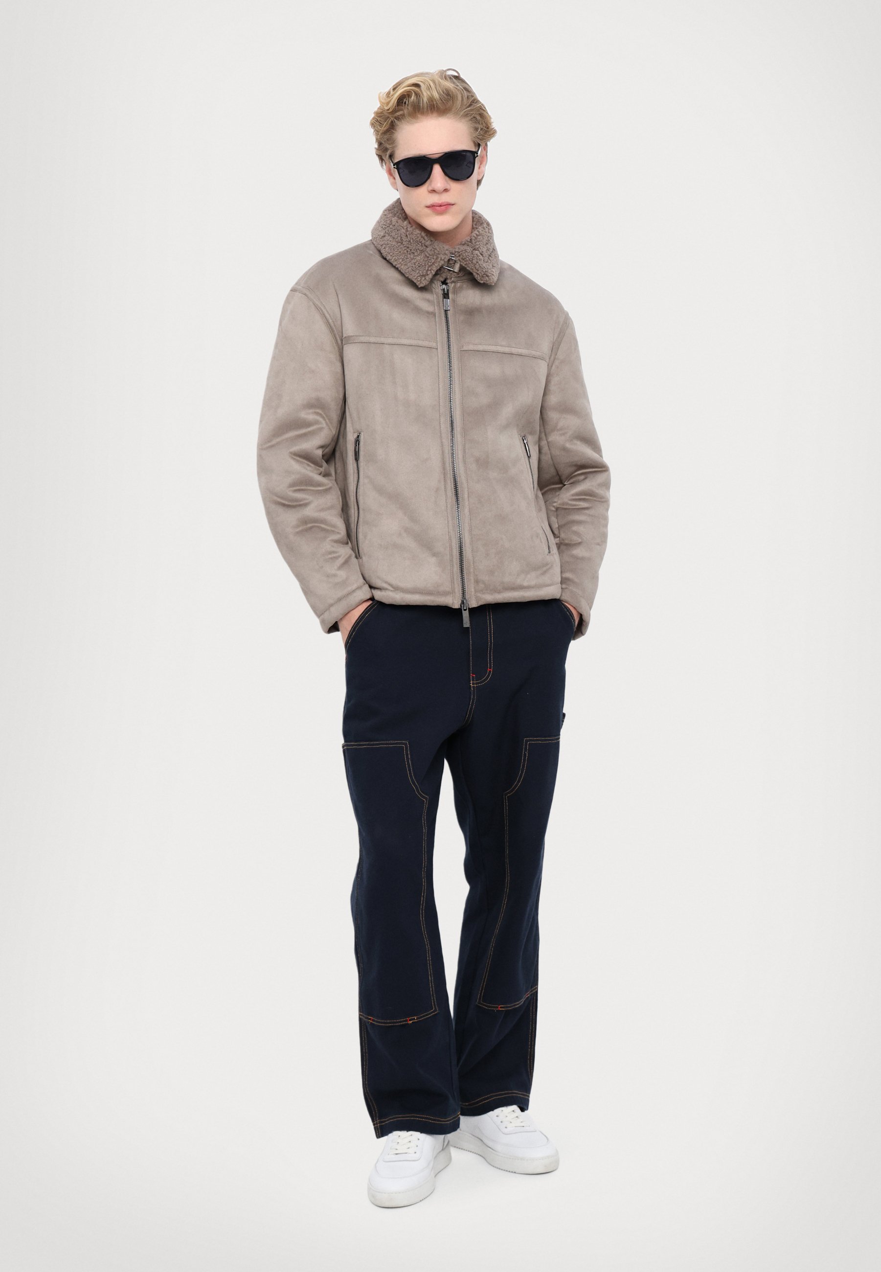 Armani Exchange BLOUSON - Faux leather jacket - driftwood