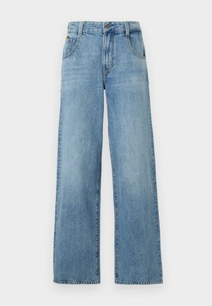 Ljusblå vida jeans i denim-material, med rak skärning, standard midja och subtila blekningar för textur.