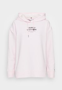 RELAXED TEXT FLOCK PRINT HOODIE - Camisola - light pink
