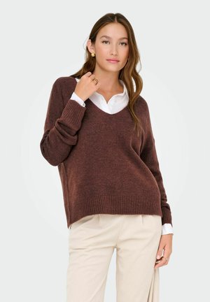 JDYELANORA L/S V-NECK NOOS - Strickpullover - cherry mahogany