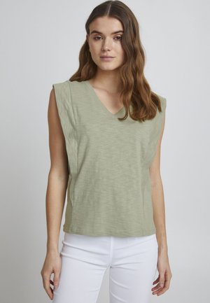 BYTELLA  V NECK  - Linne - seagrass