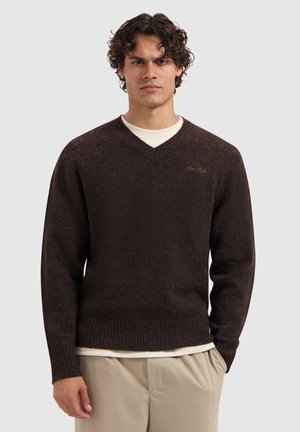 V-NECK - Strickpullover - dark brown