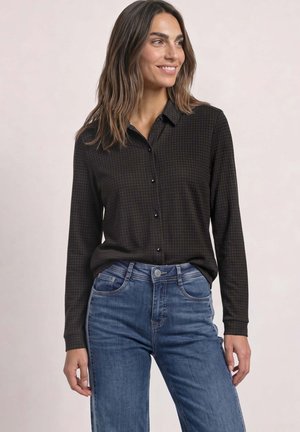 Street One, LONG-SLEEVE JERSEY SHIRT WITH A BLOUSE-STYLE LOOK - Chemisier - black coffee