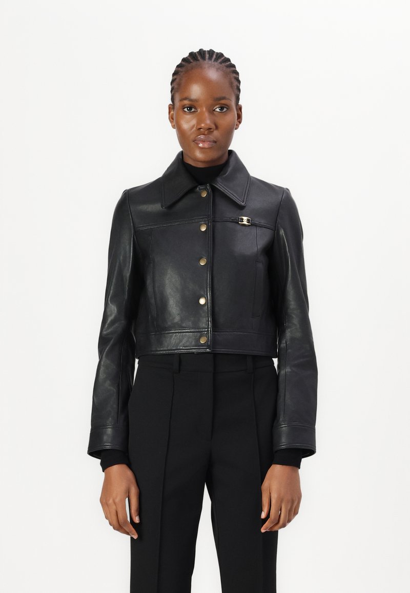 COACH SNAP FRONT SHRUNKEN JACKET - Lederjacke - black