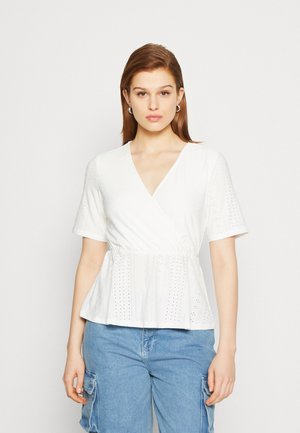 ONLY ONLSANDRA FIXED WRAP - Μπλουζάκι με στάμπα - cloud dancer