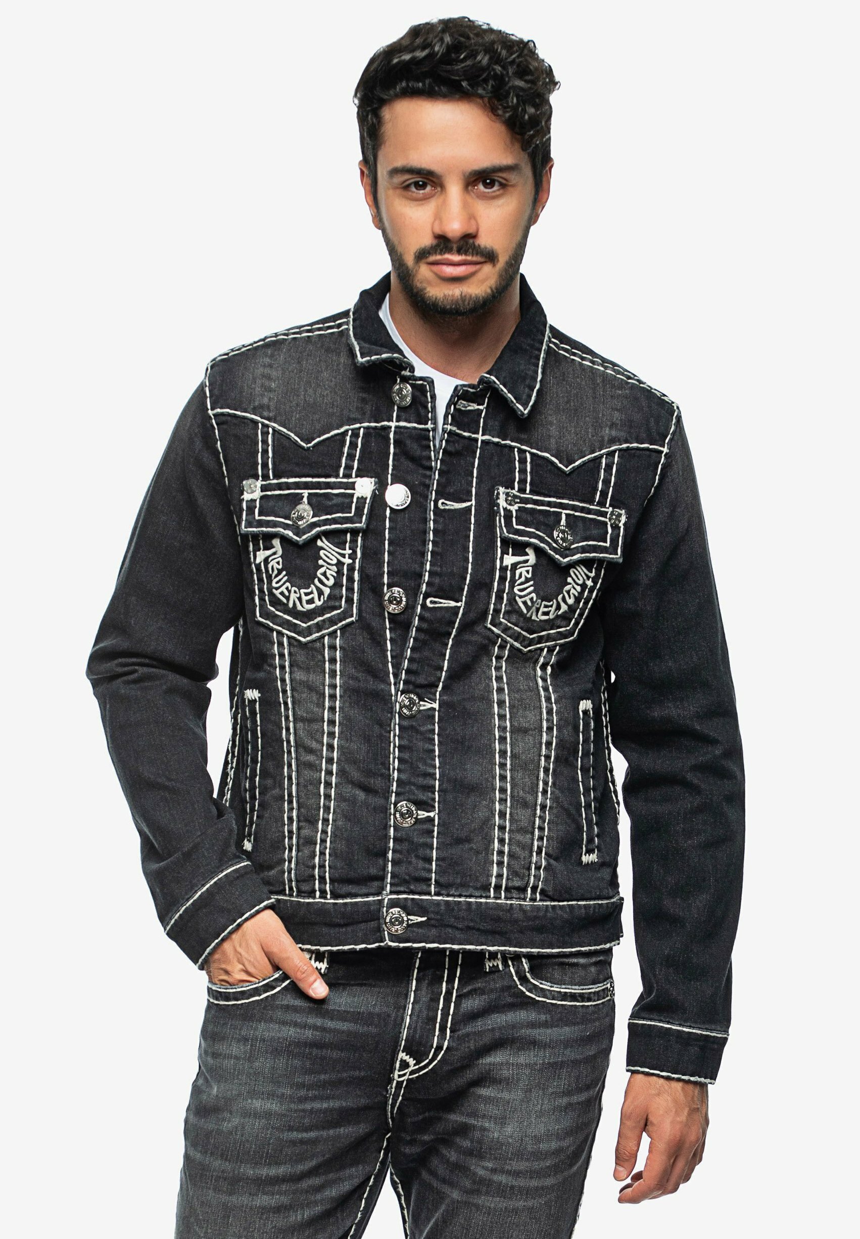 True Religion JIMMY SUPER T POPULOUS - Jeansjacke - populous black 