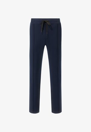 Marine joggerbroeken van zachte stof, met een elastische tailleband met een trekkoord, twee zijzakken en een taps toelopende pijpdesign.