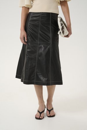 BIRKA MIDI - Usnjeno krilo - black